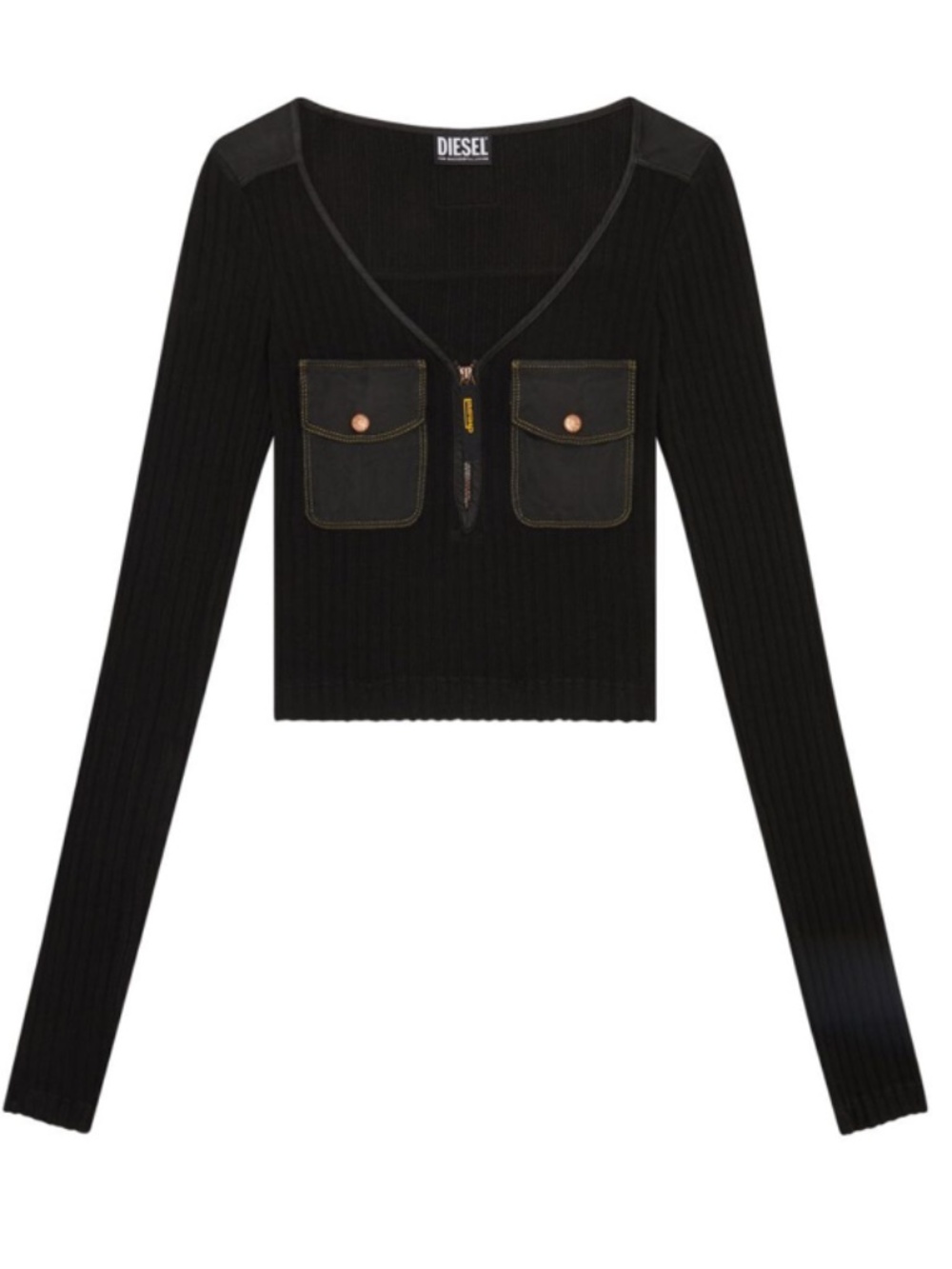 Diesel Women’s Black Half-Zip Long Sleeve Top